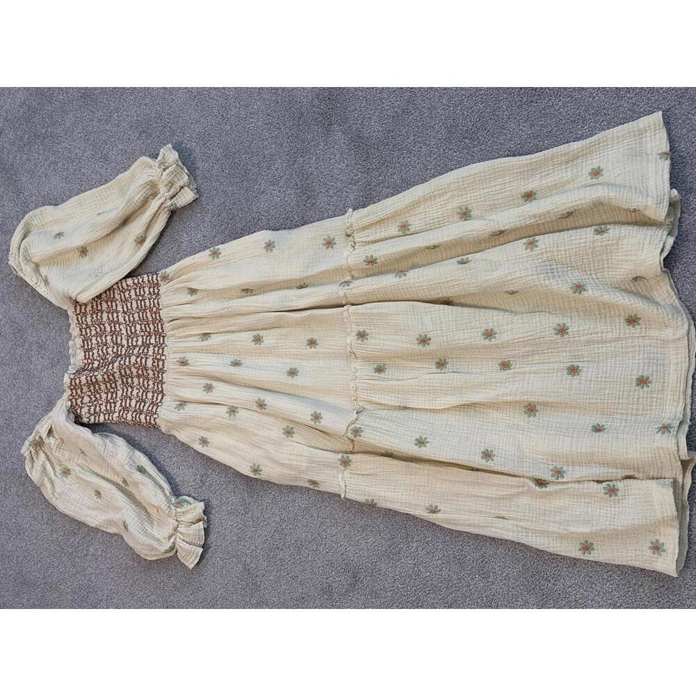 Bohemian Style Cream Floral Puff Sleeve Dress - Picture 7 of 8